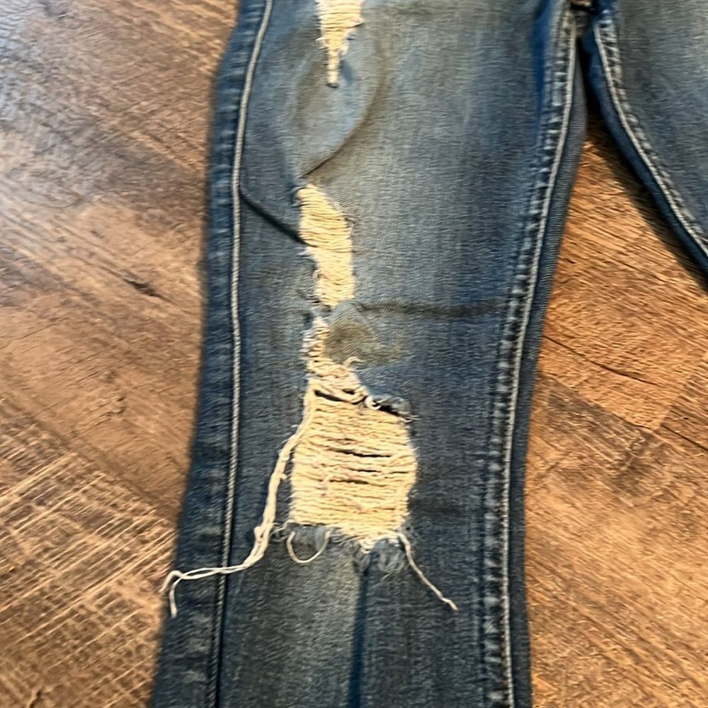 7 For All Mankind The Ankle Skinny Jeans 26 Distressed Raw Hem Stretch Denim - Picture 6 of 12